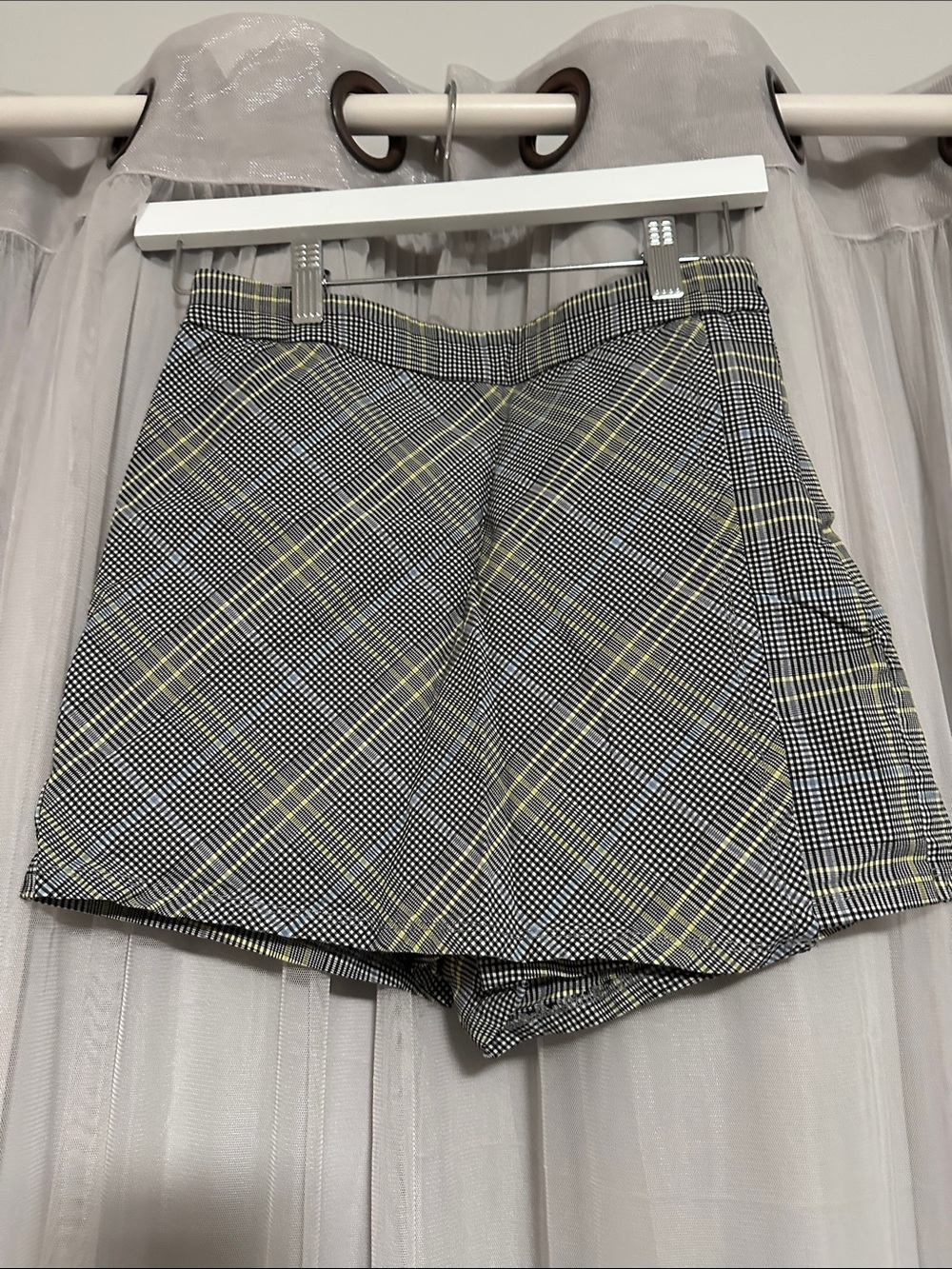 Garage Black & Yellow Plaid Skort
